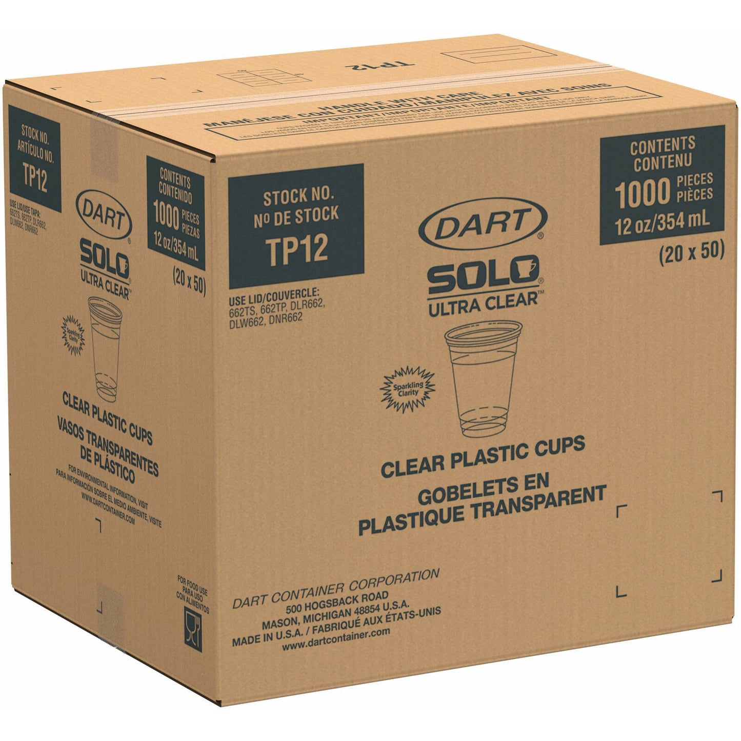 12 OZ CUP CLEAR PET 1000/CS