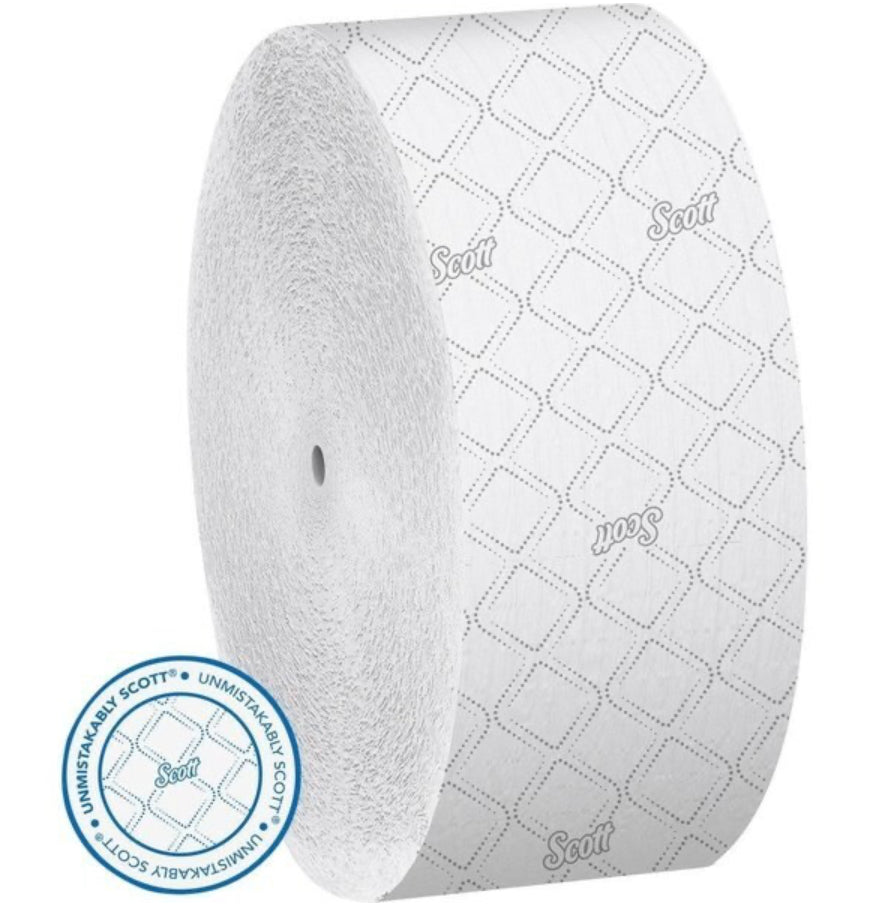 Scott Coreless JRT, Septic Safe, 2-Ply, White, 3.75" x 1,150 ft, 12 Rolls/Carton