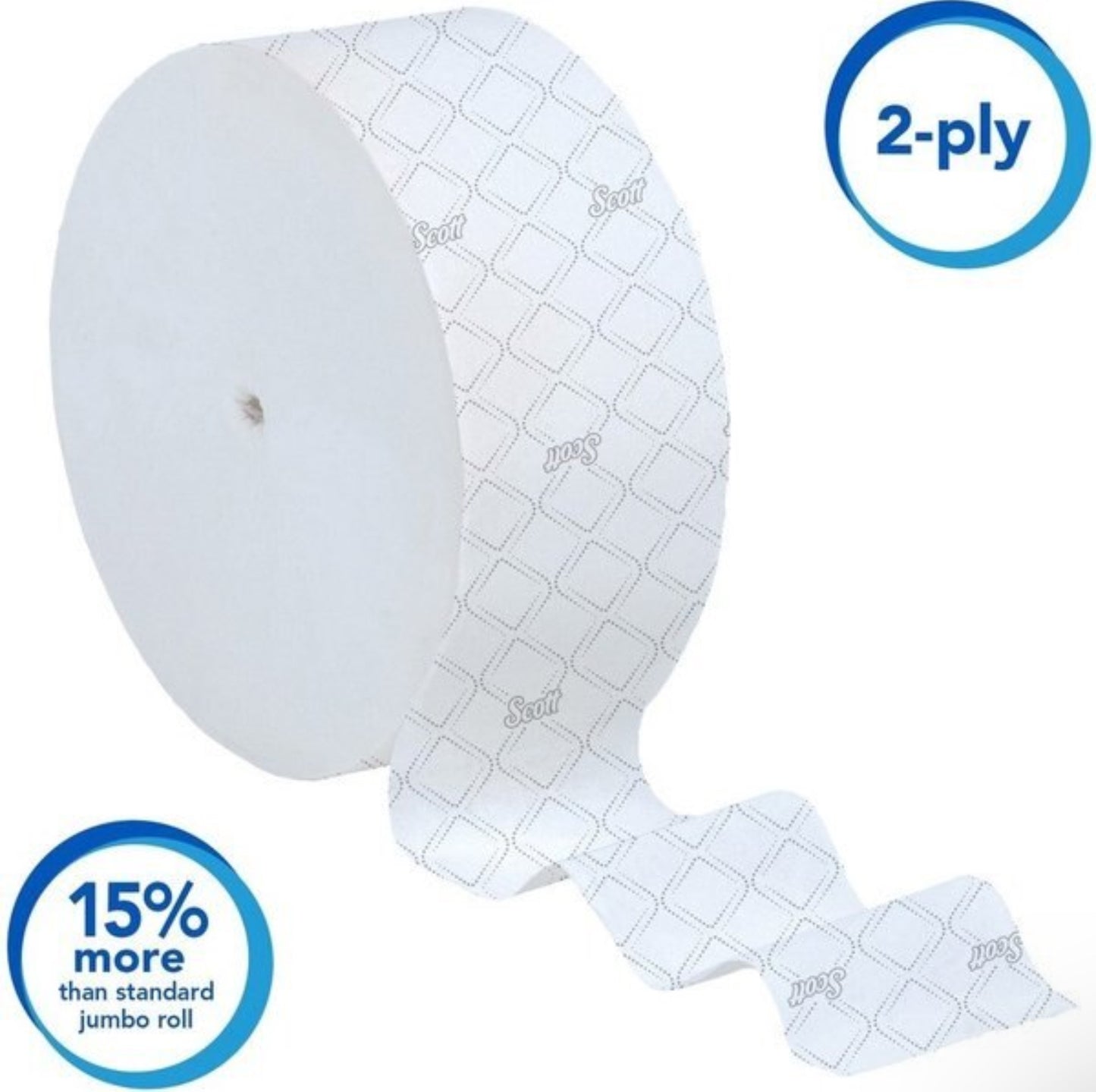 Scott Coreless JRT, Septic Safe, 2-Ply, White, 3.75" x 1,150 ft, 12 Rolls/Carton