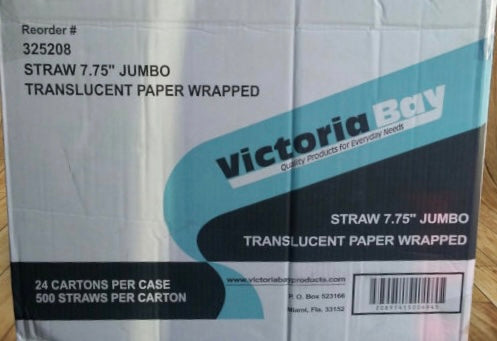STRAW FLEX JUMBO 7-5/8 400/CTN - VB Straw 7.75" Jumbo Translucent & Paper Wrapped
