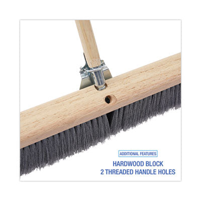 BROOM, FLOOR BRUSH HEAD 36”, 3” GREY FLAGGED POLYPROP BRISTLES