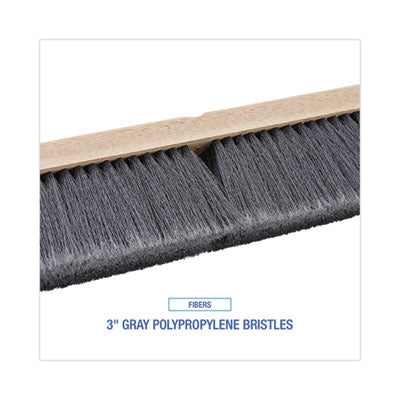 BROOM, FLOOR BRUSH HEAD 36”, 3” GREY FLAGGED POLYPROP BRISTLES