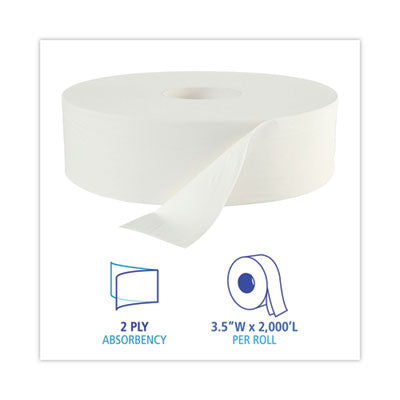 12" MASTER JUMBO TOILET TISSUE - JRT Bath Tissue Jumbo, 2-Ply, 12”/2000ft - White