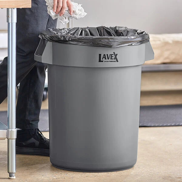 32 GAL CONTAINER - Lavex 32 Gallon Gray Round Commercial Trash Can