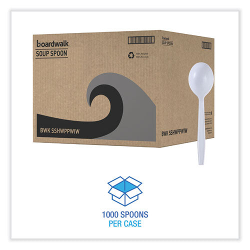 Soup Spoon HW White (1000/CS) - Boardwalk®Heavyweight Polypropylene Cutlery, Soup Spoon, White, (1000/Carton)