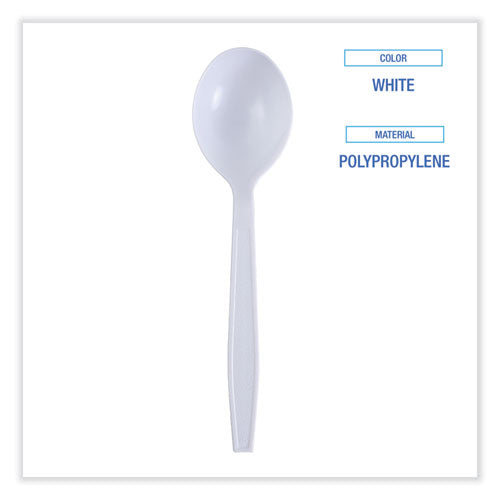 Soup Spoon HW White (1000/CS) - Boardwalk®Heavyweight Polypropylene Cutlery, Soup Spoon, White, (1000/Carton)