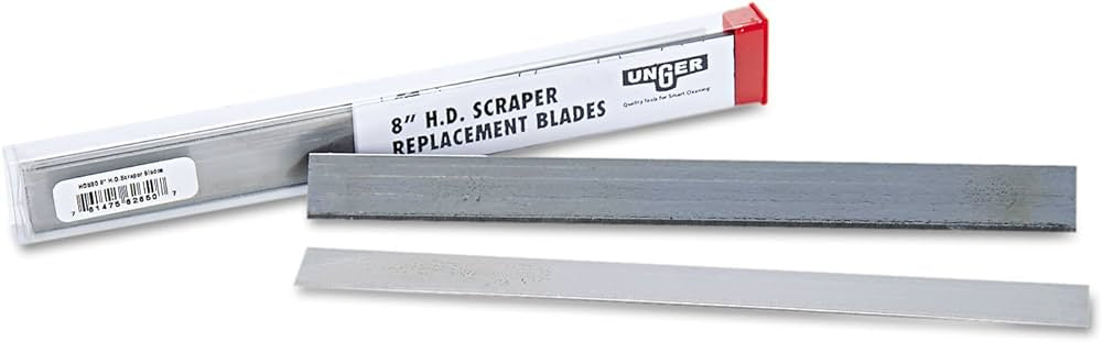 Unger Blade HD Scraper 8" - UNGER Replacement Blade for Heavy-Duty Scraper, Carbon Steel, 10/Pack