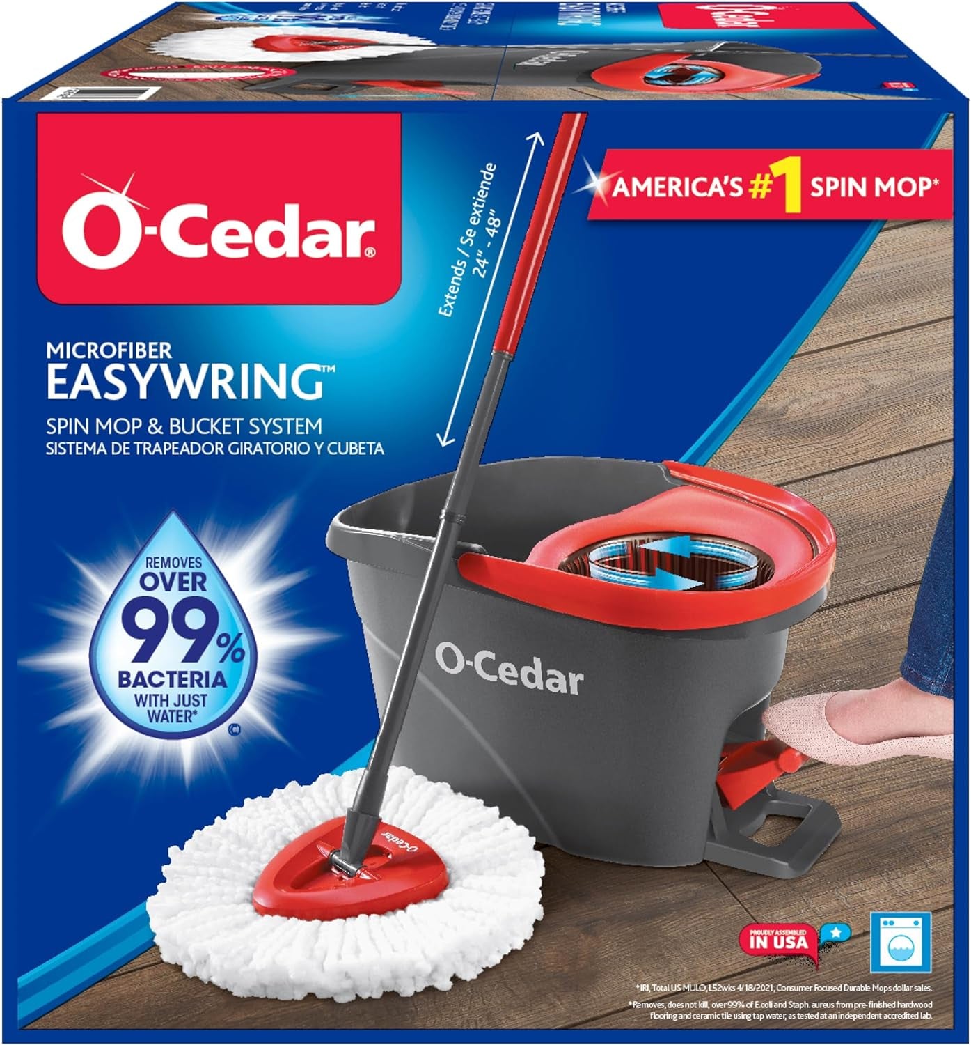 SPIN BUCKET W/HANDLE & M MOP / O-Cedar Easywring Microfiber Spin Mop & Bucket Floor Cleaning System