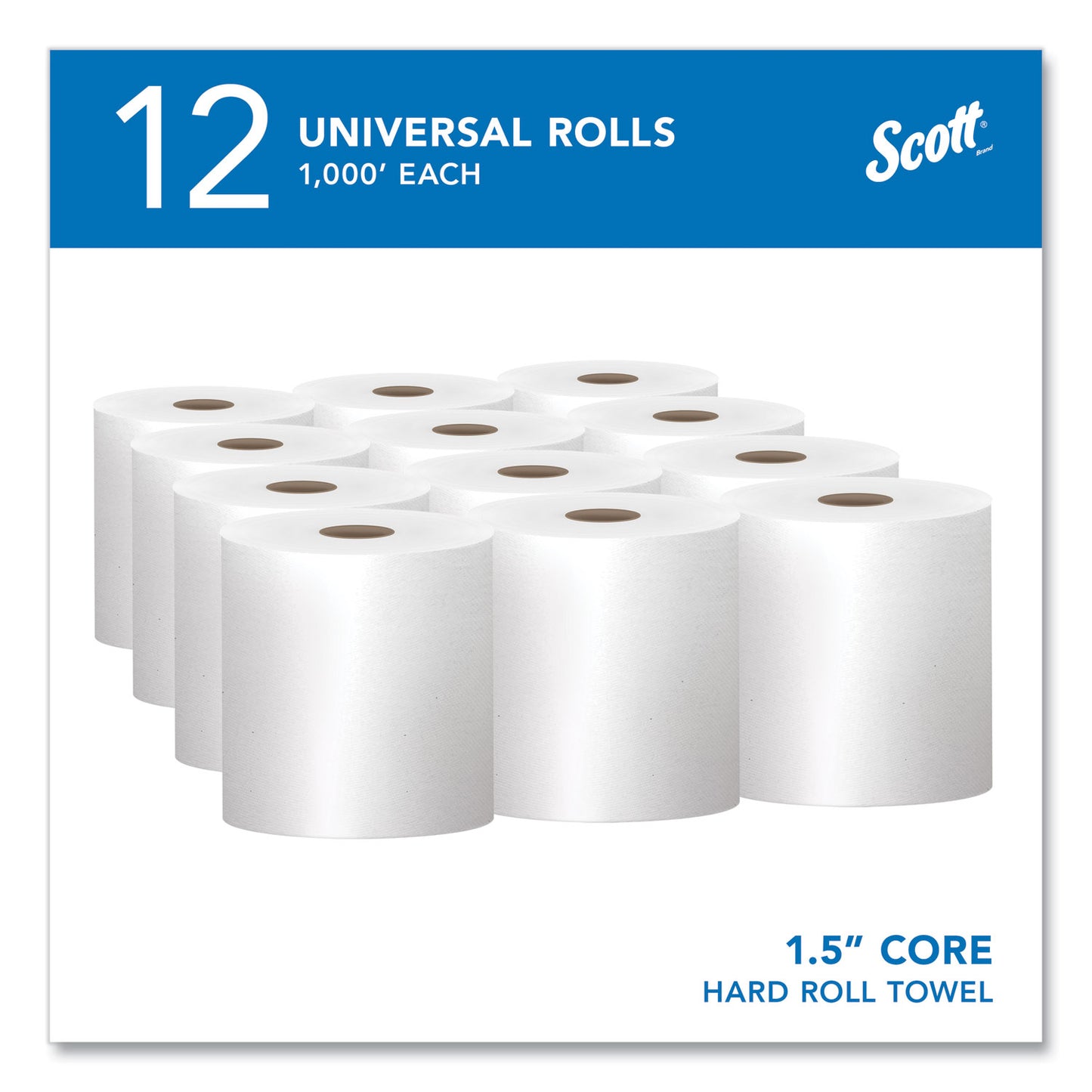 8 X 1000 SCOTT WHITE KCC01000 - Scott® Essential High Capacity Hard Roll Towels for Business, Absorbency Pockets, 1-Ply, 8" x 1,000 ft, 1.5" Core, White,12 Rolls/CT