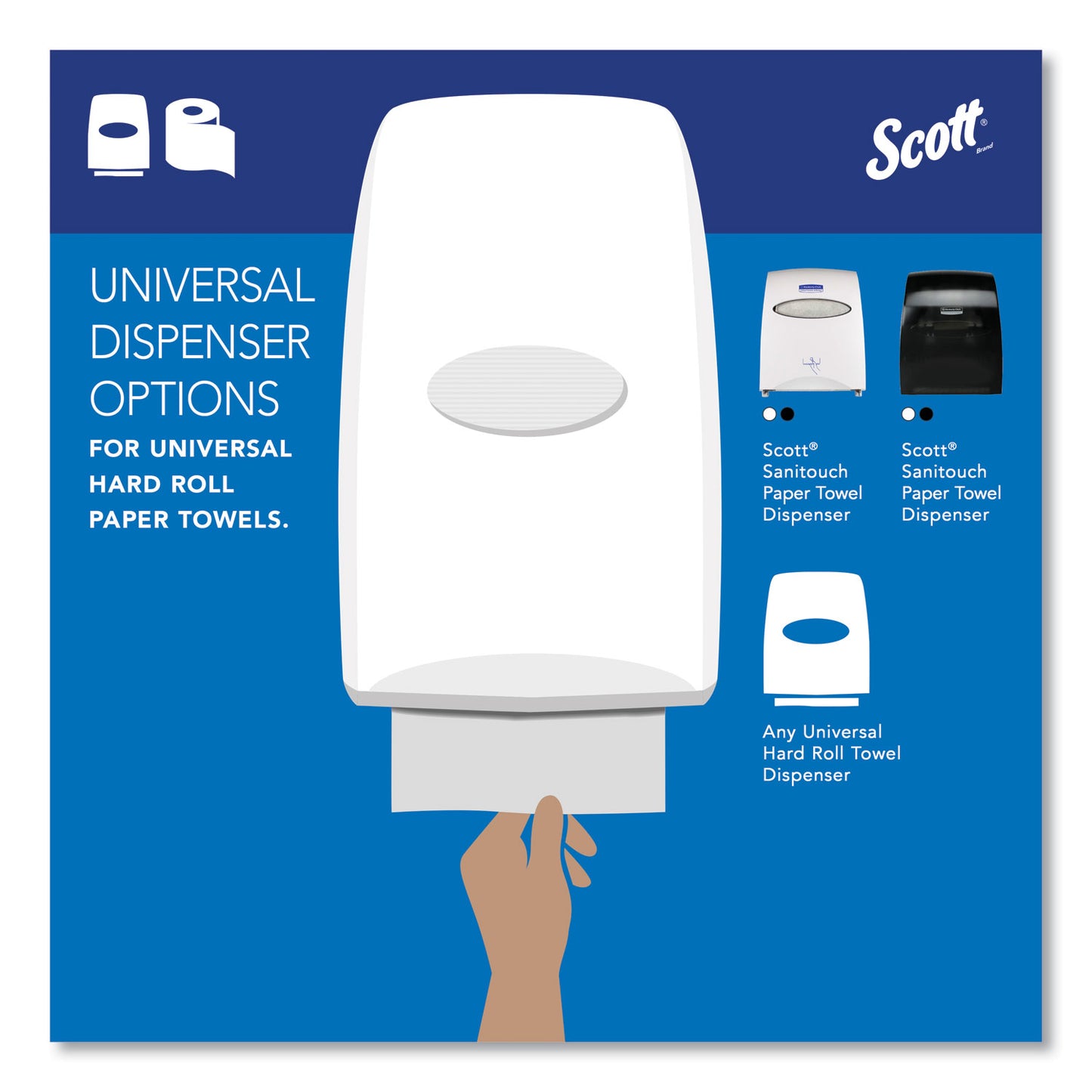 8 X 1000 SCOTT WHITE KCC01000 - Scott® Essential High Capacity Hard Roll Towels for Business, Absorbency Pockets, 1-Ply, 8" x 1,000 ft, 1.5" Core, White,12 Rolls/CT