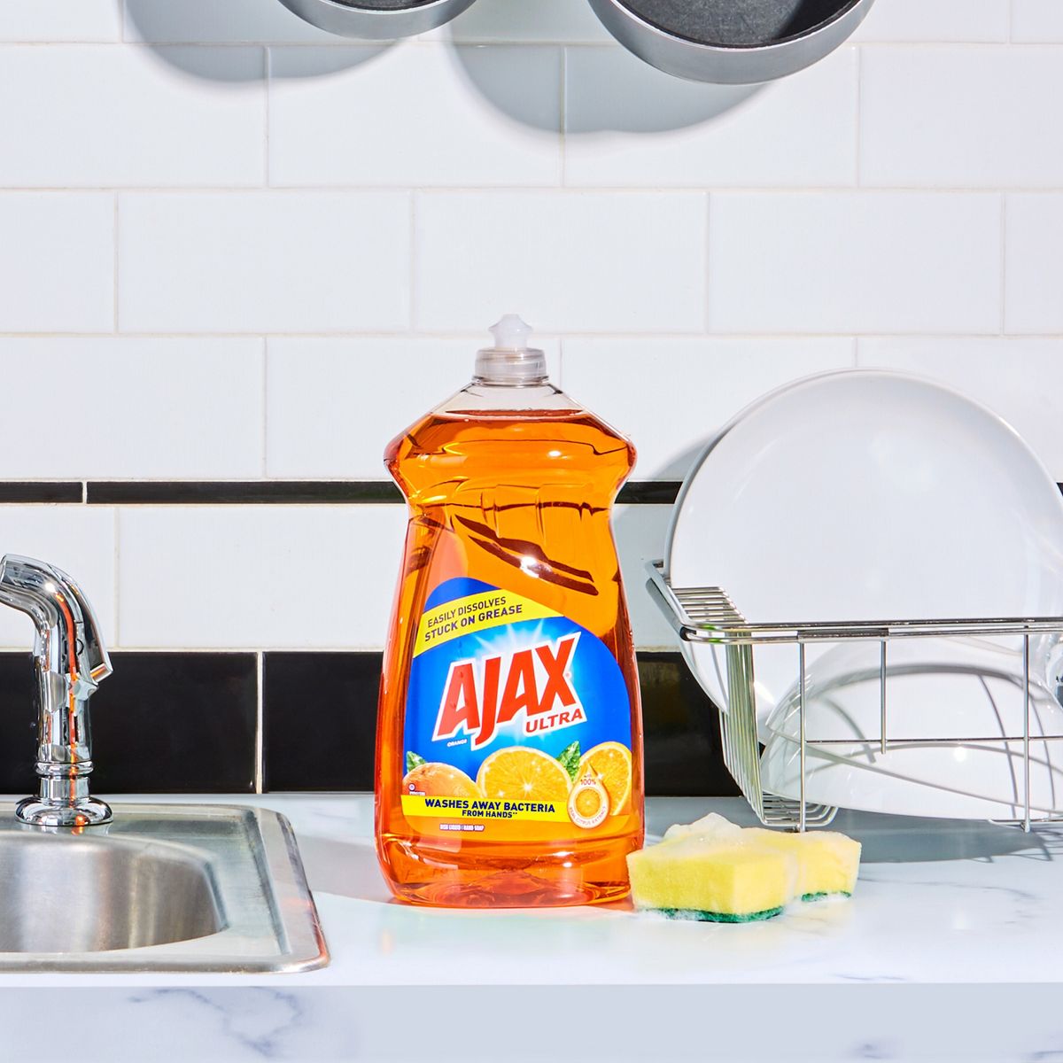 Dish Detergent, Liquid, Antibacterial, Orange, 52 oz, Bottle - Ajax Orange Ultra Triple Action Dishwashing Liquid Dish Soap 52 Oz.
