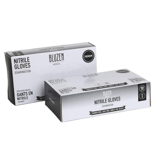 Bluzen Small Black 6 mil Powder Free Nitrile Examination Gloves