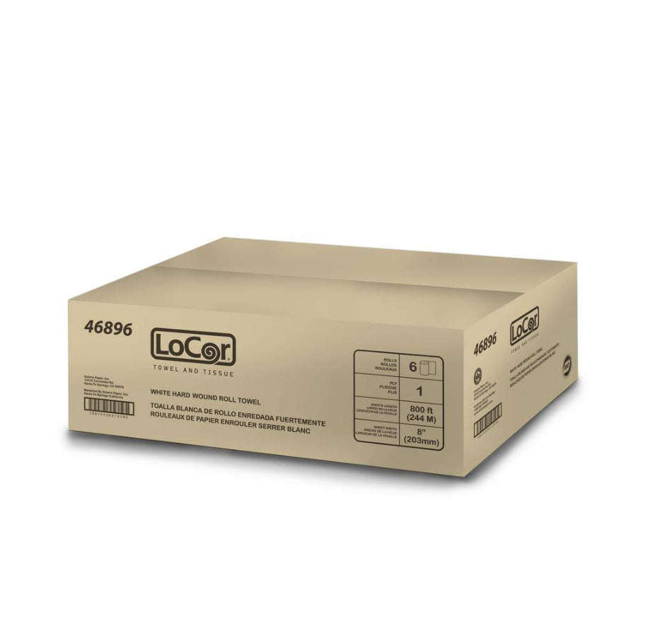 NVI Locor® Roll Paper Towel 8IN 800 FT 1PLY Hardwound 6 Rolls/Case by Solaris