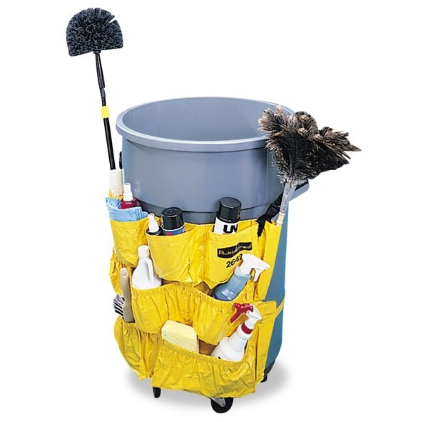 BRUTE YELLOW CADDY BAG - Rubbermaid FG264200YEL BRUTE 12 Pocket, Yellow Caddy Bag for 32 and 44 Gallon Trash Cans
