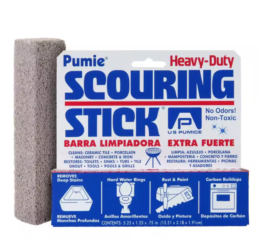 PUMICE STICK TILE PORCELAIN CLEANER - Pumie® Scouring Stick®, Cleans Porcelain, Ceramic Tile, Concrete Masonry and Iron, 12 Pack, Stick Size 5.25x1.25x0.75 Inches