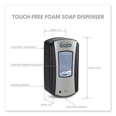 GOJO LTX-12 TOUCH-FREE  FOAM SOAP DISPENSER - BLK/BRUSHED-CHROME