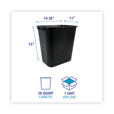 WASTEBASKET 28 QT BLACK - PLASTIC SOFT-SIDED WASTEBASKET