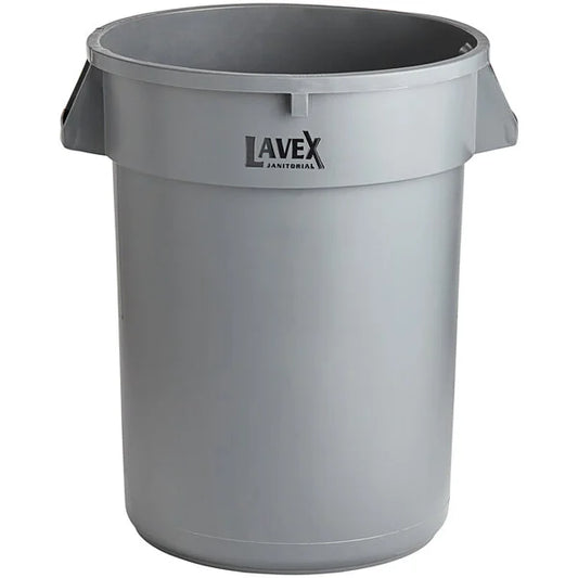 32 GAL CONTAINER - Lavex 32 Gallon Gray Round Commercial Trash Can