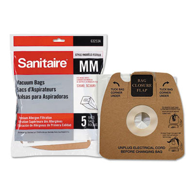 BAG, VACUUM, MM, 5/PK - Vacuum Bag Style MM / Disposable Dust Bags with Allergen Filter