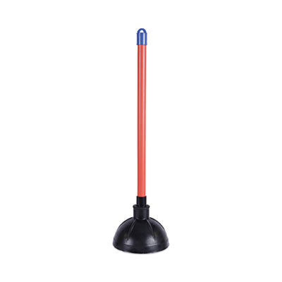 PLUNGER, TOILET, INDUSTRIAL - Toilet Plunger, 18" Plastic Handle, Red/Black,