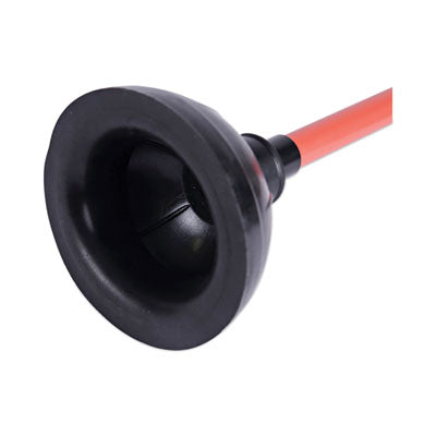 PLUNGER, TOILET, INDUSTRIAL - Toilet Plunger, 18" Plastic Handle, Red/Black,