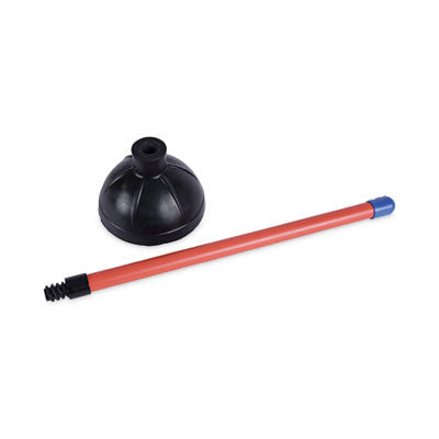 PLUNGER, TOILET, INDUSTRIAL - Toilet Plunger, 18" Plastic Handle, Red/Black,
