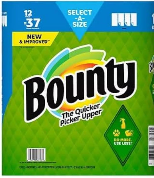 BOUNTY Household Roll Towel - THE BEST BOUNTY PAPER TOWELS TRIPPLE ROLL PAPER TOWEL- ROLL SIZE 12=37