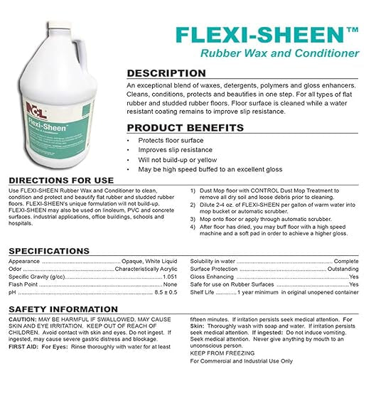 FLEXI SHEEN - RUBBER WAX & CONDITIONER / NCL® Flexi-Sheen Rubber Wax & Conditioner - 1 Gal.