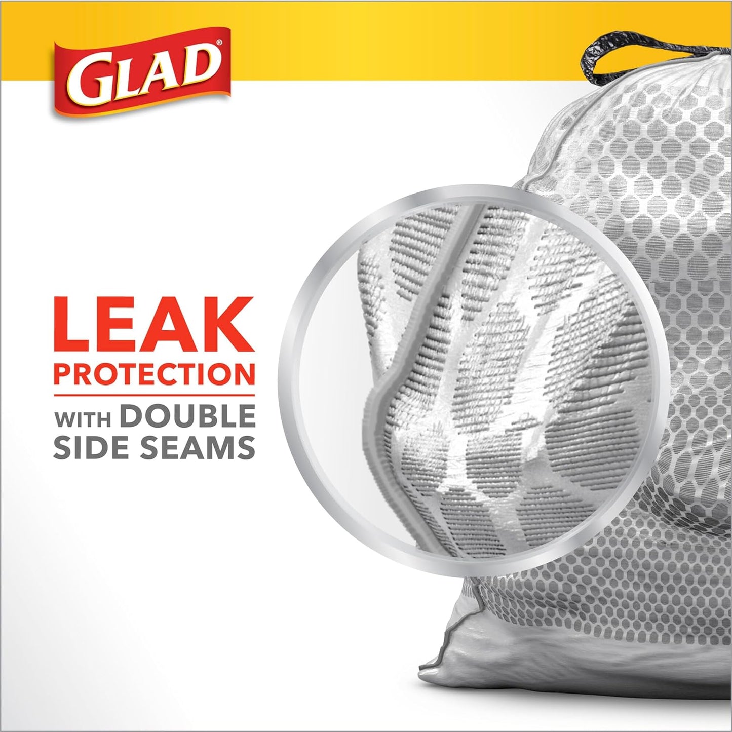 GLAD13 GAL WHITE (150/CS) - Glad ForceFlex, Tall Kitchen Drawstring Trash Bags, 13 Gal
