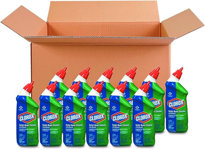CLOROX BOWL CLEANER W/BLEACH 24oz  - Clorox 00031CT Toilet Bowl Cleaner with Bleach, Fresh Scent, 24oz Bottle (Case of 12)