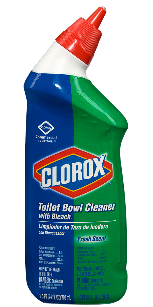 CLOROX BOWL CLEANER W/BLEACH 24oz  - Clorox 00031CT Toilet Bowl Cleaner with Bleach, Fresh Scent, 24oz Bottle (Case of 12)