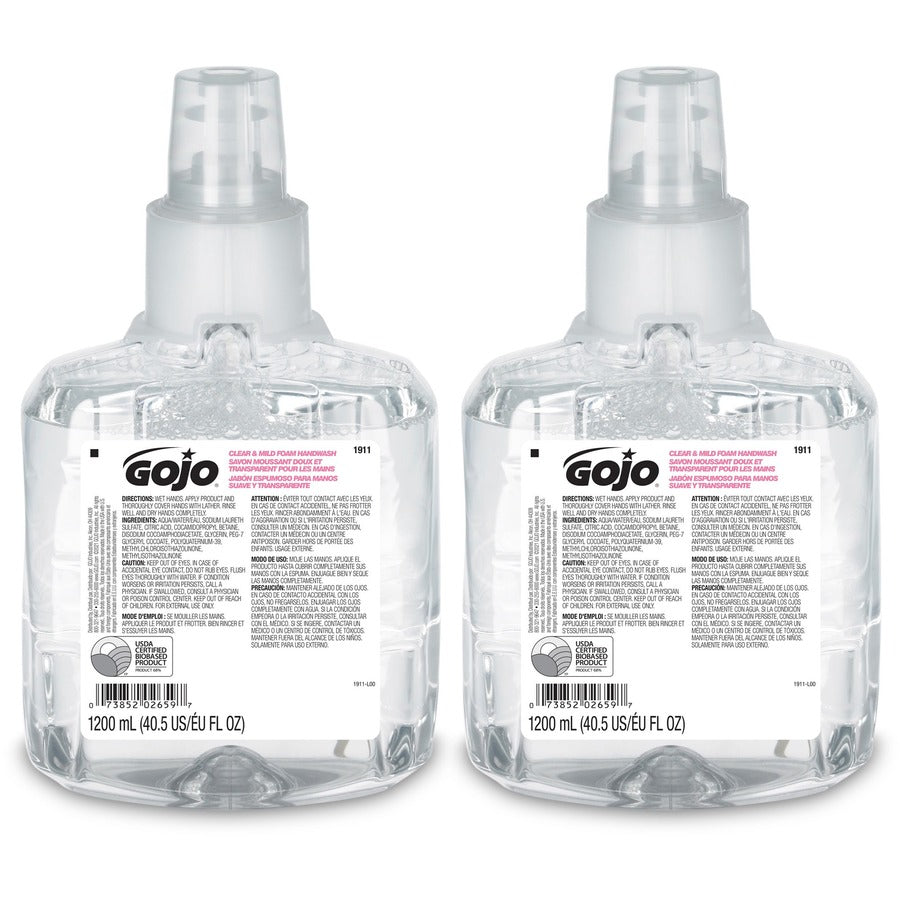 Gojo Foam Soap 1200 ml - Gojo® LTX-12 Clear Mild Foam Handwash Refill - 40.6 fl oz/1200 mL - (2-Pack/Case)