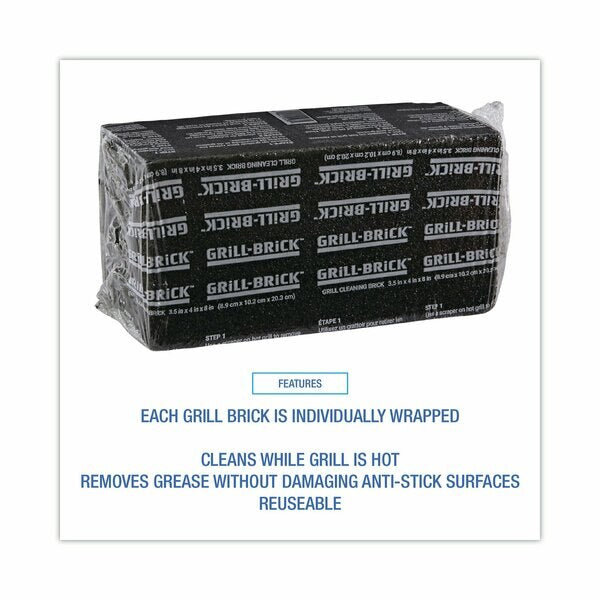 Grill Brick GB12 / Grill-Brick Scrubber, Grill Cleaning Bricks, 3.5” x 4” x 8” (12Pack/Case)