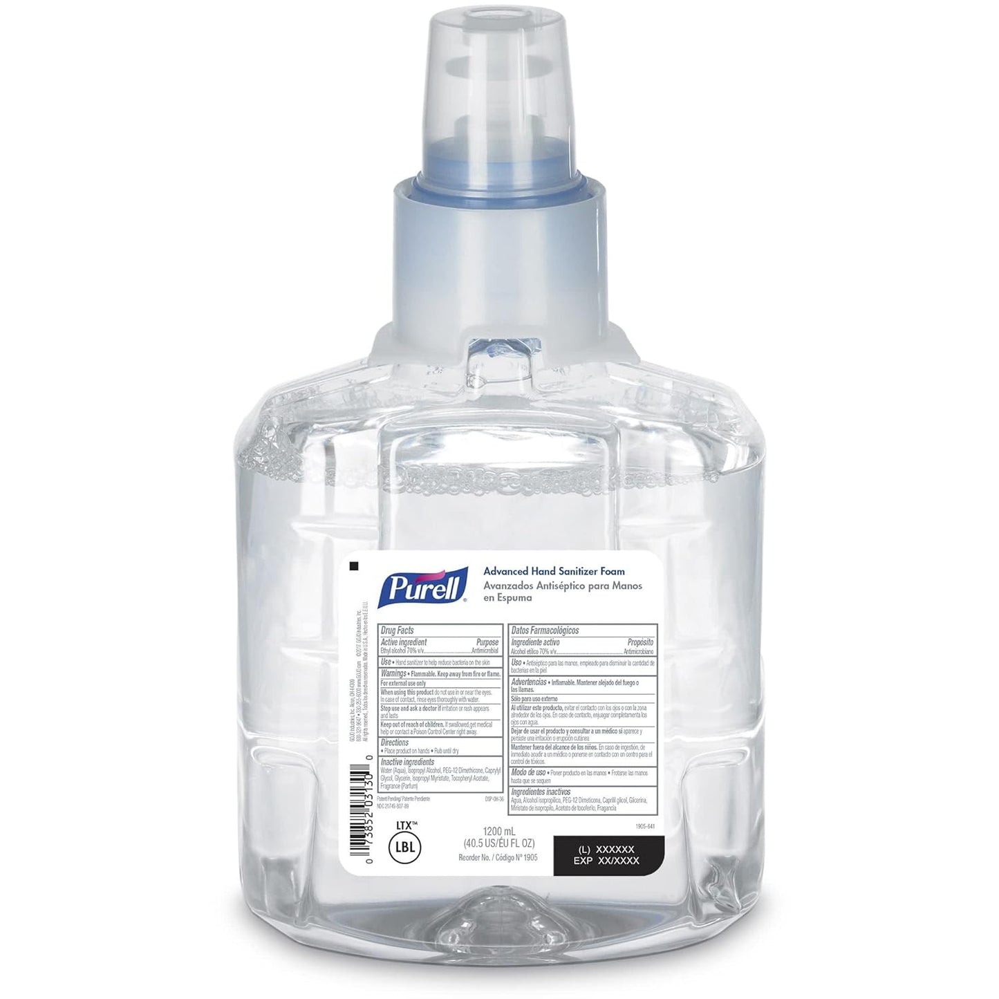 Purell LTX Foam 1905 - PURELL® Advanced Hand Sanitizer Foam, 1200 mL Refill for PURELL® LTX-12™ Dispenser