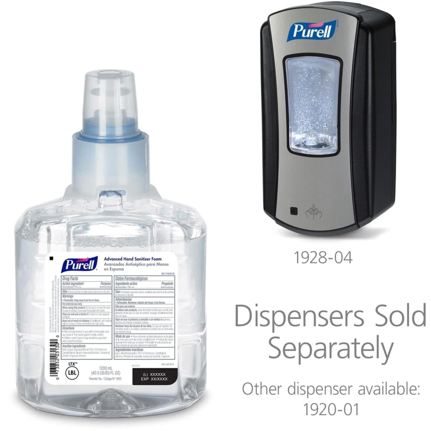 Purell LTX Foam 1905 - PURELL® Advanced Hand Sanitizer Foam, 1200 mL Refill for PURELL® LTX-12™ Dispenser