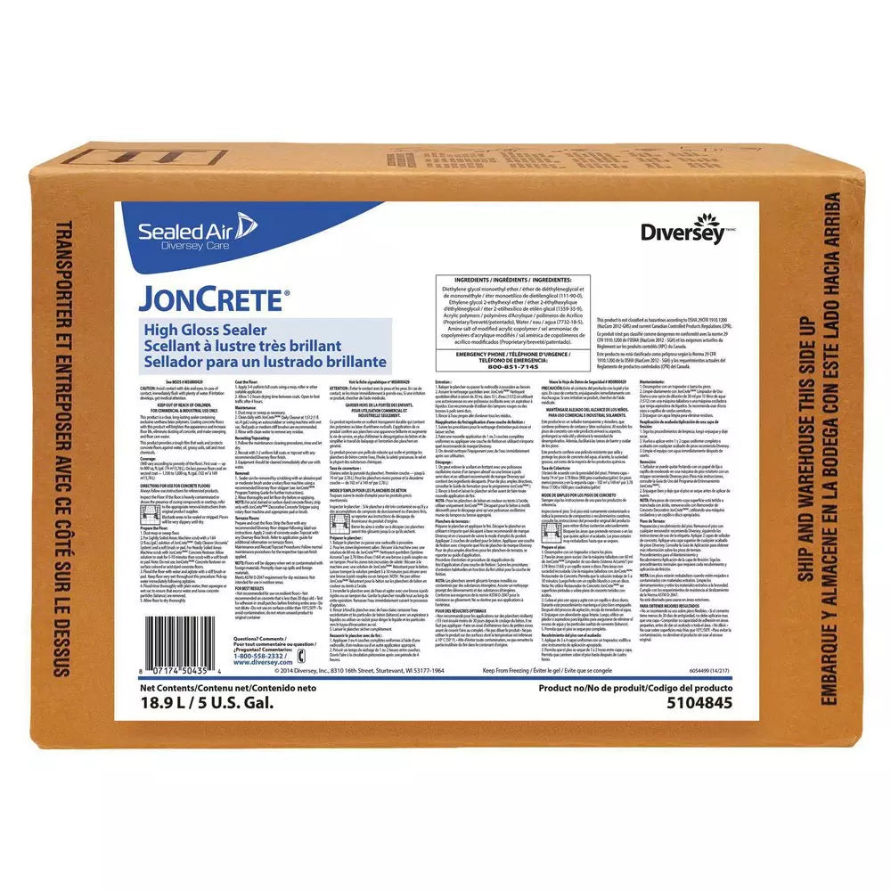 Jon Crete 5GL. - Diversey JonCrete, High Gloss Sealer, Concrete Floor Sealer, (5GL.)