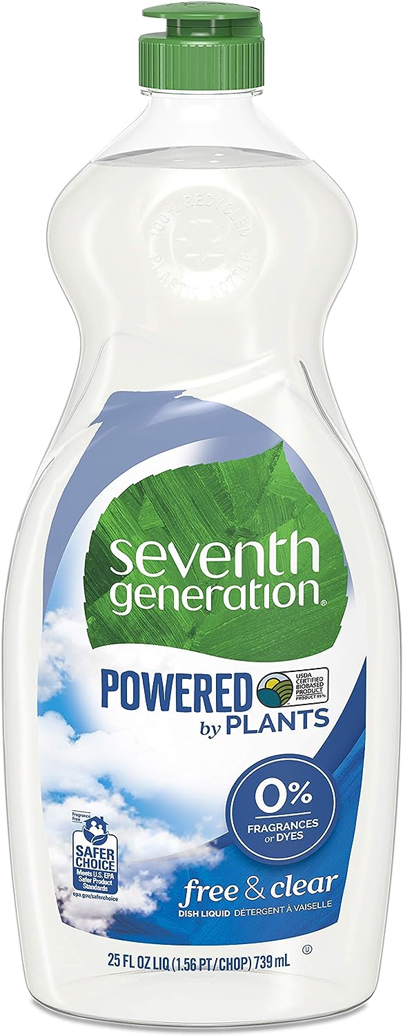 Natural Dishwashing Liquid - Seventh Generation Free & Clear, Dish Liquid Soap, Powered by Plants, (25 oz)