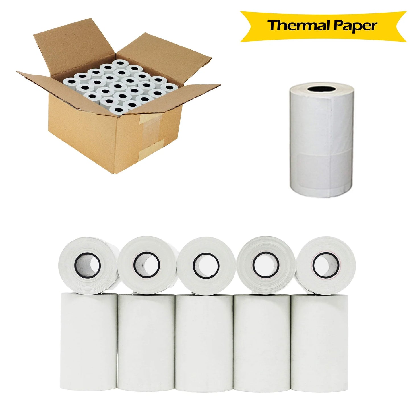 Thermal Printing Thermal Paper Rolls, 2.25" x 55 ft, White, 50/Carton