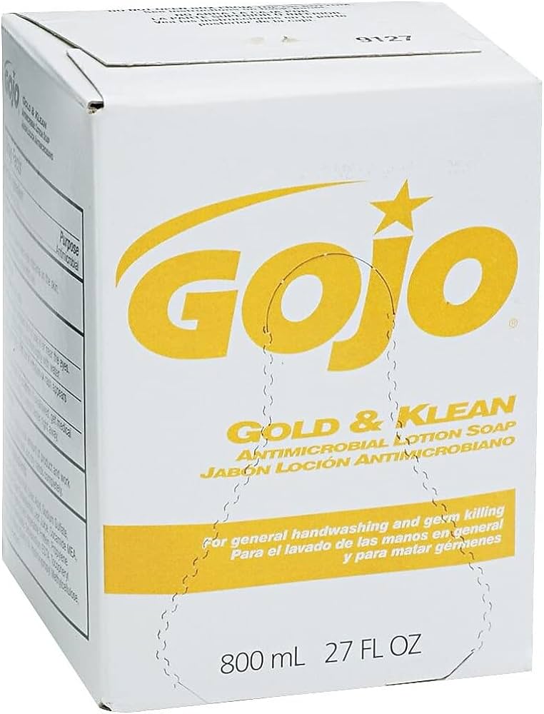 GOLD & KLEAN ANTIMICROBIAL - GOJO Gold & Klean Antimicrobial Lotion Soap, (800 mL) Lotion Soap Refill for GOJO Bag-in-Box Dispenser (Case of 12) - 9127-12