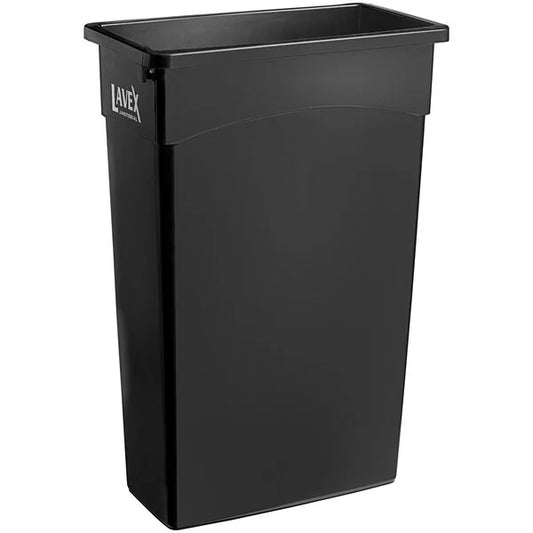 Trash Can 23 GL Slim Fit - Lavex 23 Gallon Black Slim Rectangular Trash Can