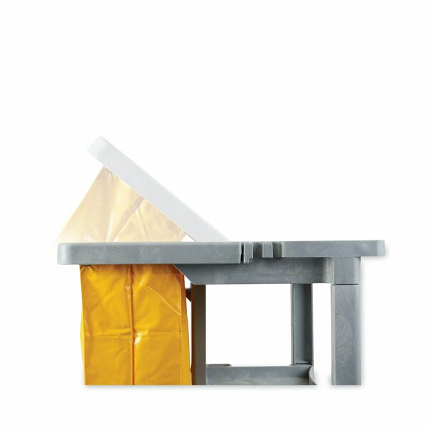 JANITOR CART BWK - Boardwalk Janitor's Cart, Plastic, Three-Shelf, 1 Bin, 22" x 44" x 38", Gray