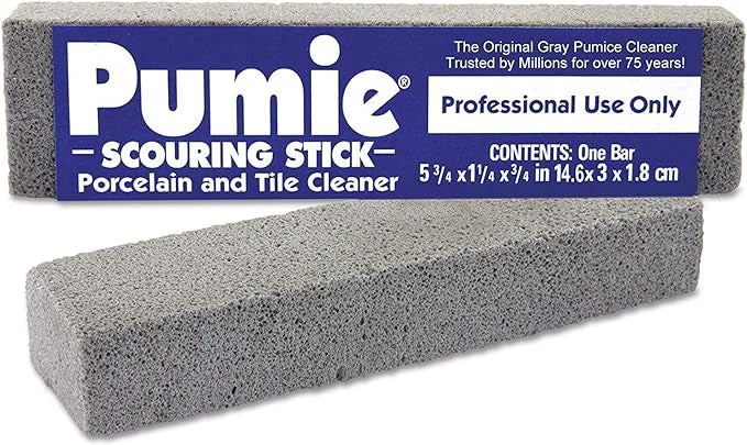 PUMICE STICK TILE PORCELAIN CLEANER - Pumie® Scouring Stick®, Cleans Porcelain, Ceramic Tile, Concrete Masonry and Iron, 12 Pack, Stick Size 5.25x1.25x0.75 Inches