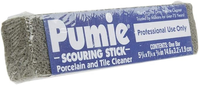 PUMICE STICK TILE PORCELAIN CLEANER - Pumie® Scouring Stick®, Cleans Porcelain, Ceramic Tile, Concrete Masonry and Iron, 12 Pack, Stick Size 5.25x1.25x0.75 Inches