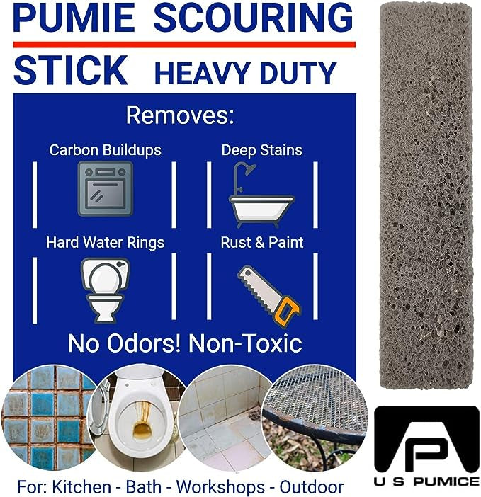 PUMICE STICK TILE PORCELAIN CLEANER - Pumie® Scouring Stick®, Cleans Porcelain, Ceramic Tile, Concrete Masonry and Iron, 12 Pack, Stick Size 5.25x1.25x0.75 Inches