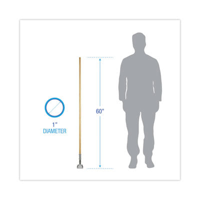 DUSTMOP WOOD CLIP HANDLE - Boardwalk® Clip-On Dust Mop Handle, Lacquered Wood, Swivel Head, 1" dia x 60", Natural