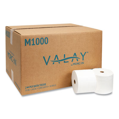 Small Core Bath Tissue, 1000 - M1000 Morcon Tissue Small Core Bath Tissue, Septic Safe, 2-Ply, White, 1,000 Sheets/Roll, 36 Rolls/Carton