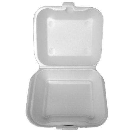 CONTAINER TO GO  8" 1 COMPARMENT - Sunny Pack 8" x 8" White Foam Hinged Container