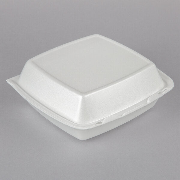 CONTAINER TO GO  8" 1 COMPARMENT - Sunny Pack 8" x 8" White Foam Hinged Container