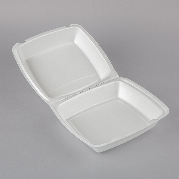 CONTAINER TO GO  8" 1 COMPARMENT - Sunny Pack 8" x 8" White Foam Hinged Container