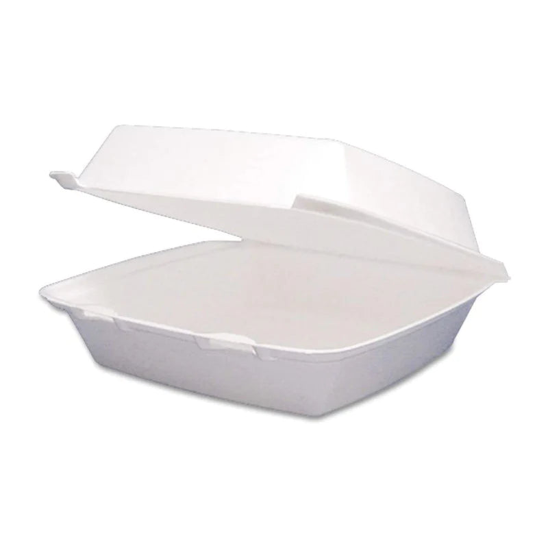 CONTAINER TO GO  8" 1 COMPARMENT - Sunny Pack 8" x 8" White Foam Hinged Container